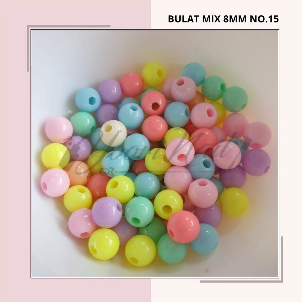 Manik Bulat beads 30gr manik 6mm 8mm 10mm raiboe pastel manik gelang strap masker kalung