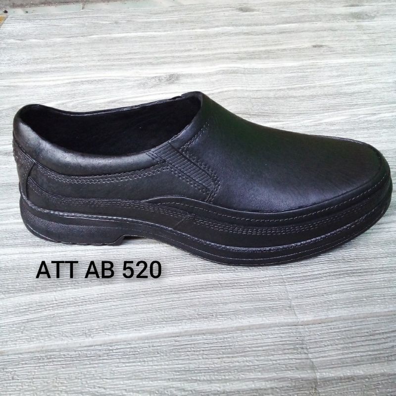 Sepatu kerja slip on sepatu kerja tanpa tali sepatu karet pria istimewa sepatu kerja hitam