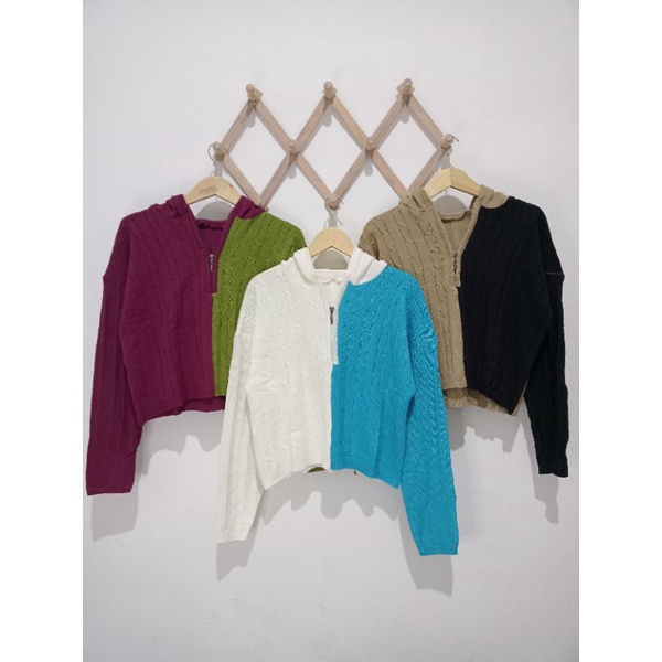 ANGGITA HOODIE CROP ZIFER COMBO CABLE PREMIUM