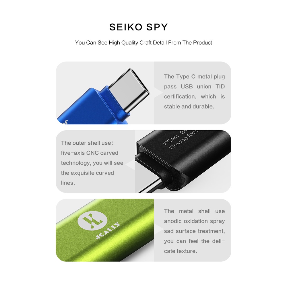 Jcally Ja02 Adapter Decoder Audio Dac Digital Tipe C Ke 3.5mm Untuk Handphone Huawei Meizu Xiaomi