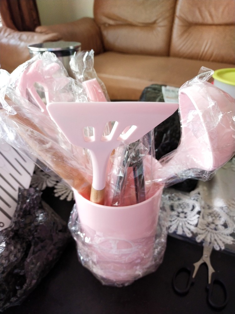 Spatula Set 10in1 Silikon Kayu Sendok Sutil Brush Penjepit Kocokan Alat Dapur Masak