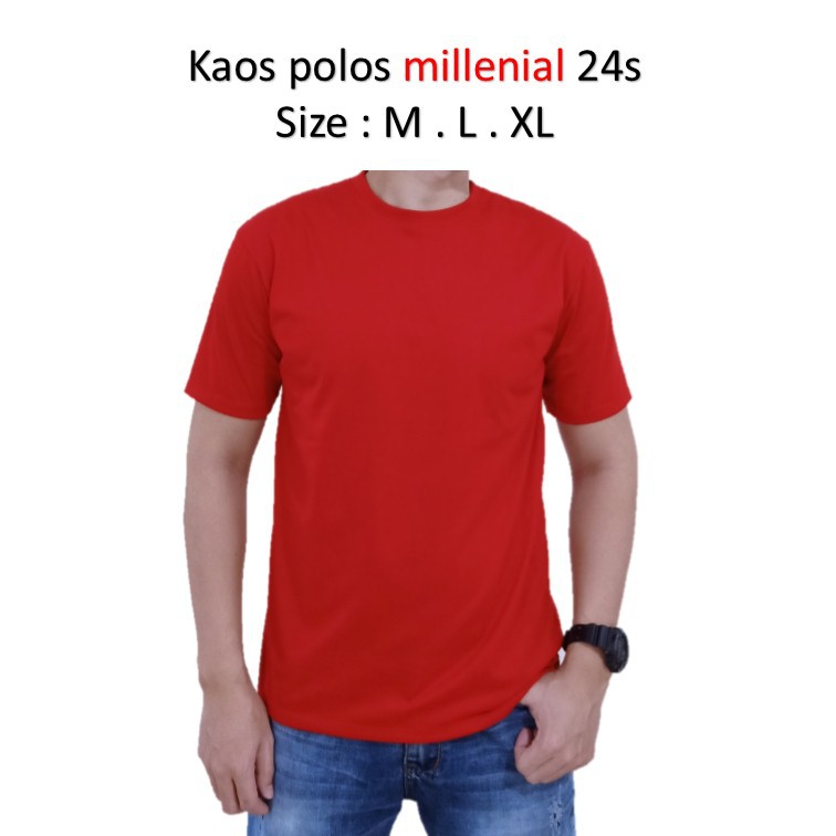 KAOS POLOS LENGAN PENDEK / COTTON COMBED 24S / KAOS UNISEX-MERAH CABE