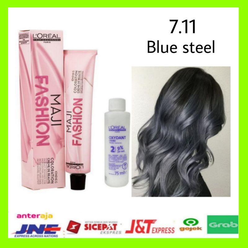 Cat rambut loreal majifashion 7.11 blue steel