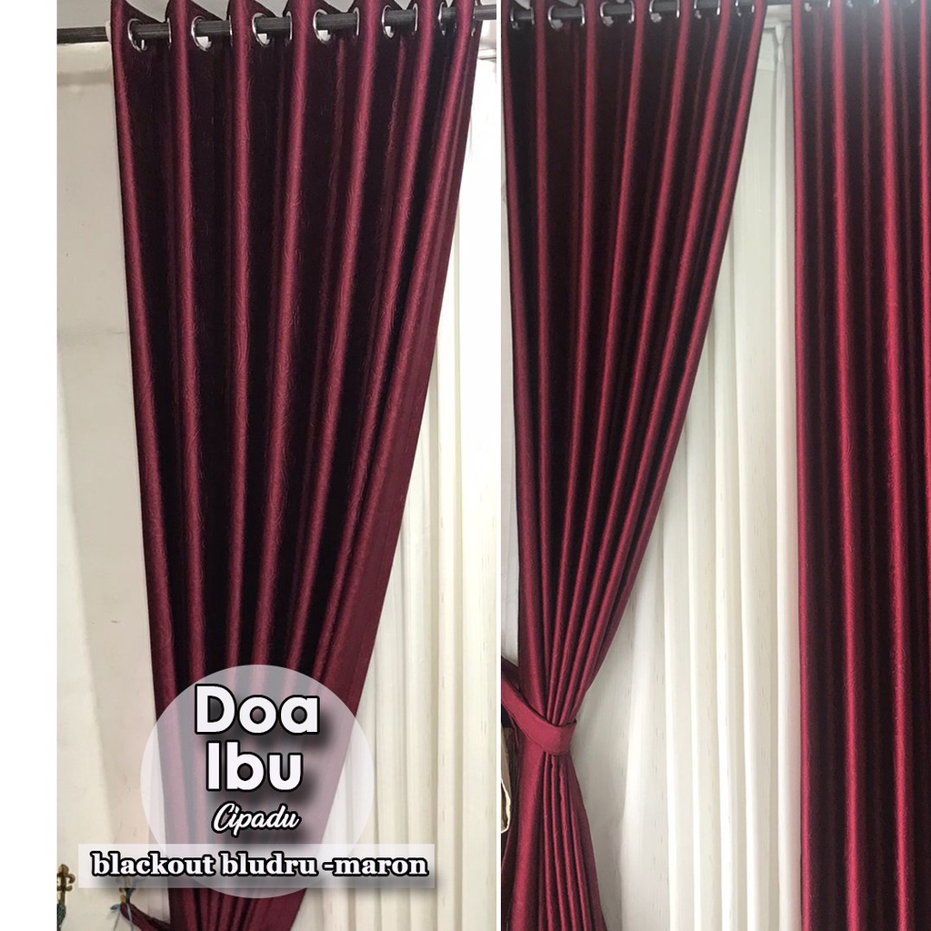Gorden, Blackout Bludru T 250 Merah maroon, motif luar dalam