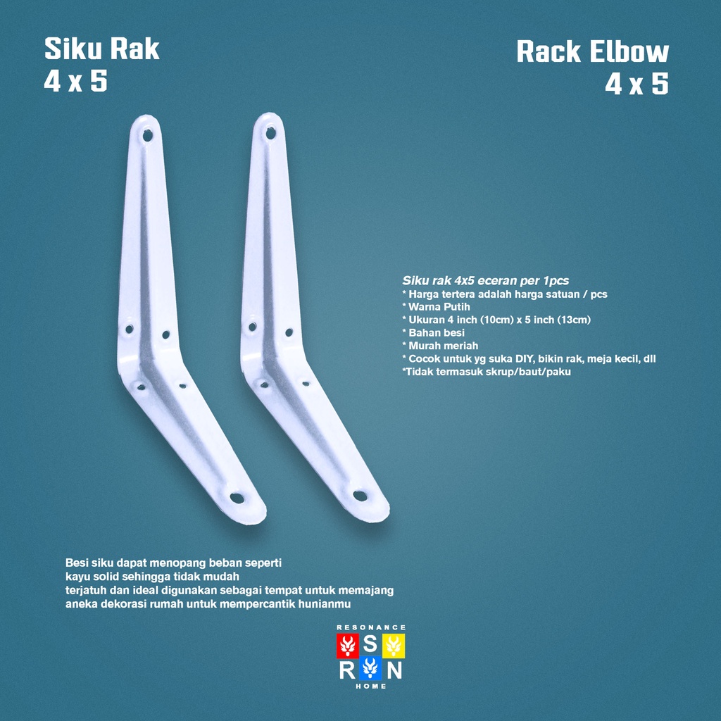 Siku Rak Besi L Putih Uk. 4x5 Inch l Shelf Bracket l Penyangga Ambalan Resonance Home