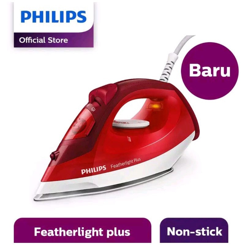 philips setrika uap gc1424 45 merah  semburan uap tapak non stick  seterika  setrikaan  gosokan baju