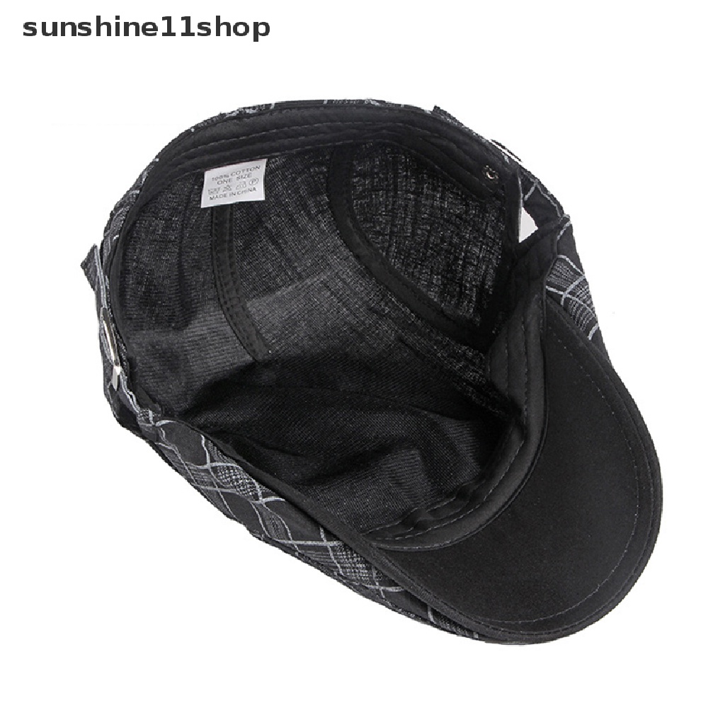 Sho Topi Beret Duckbill Flat Motif Kotak-Kotak Untuk Pria / Wanita