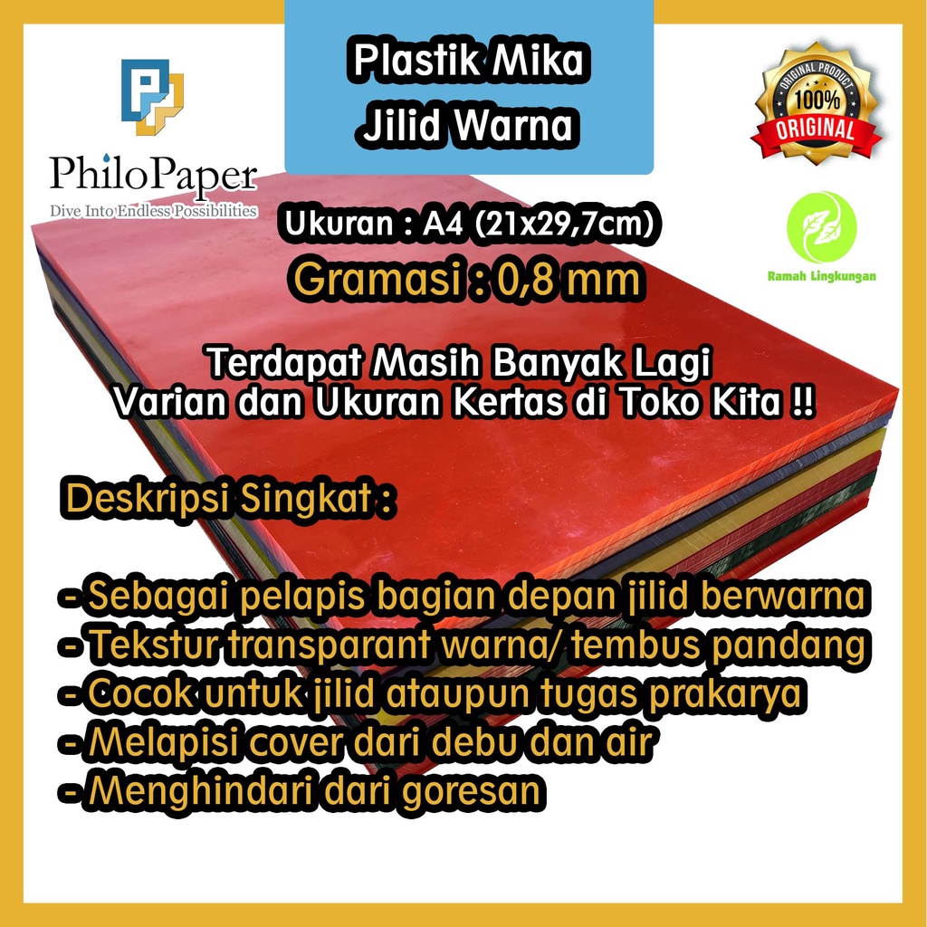 Plastik Mika Jilid Warna Transparant 0,8 mm A4