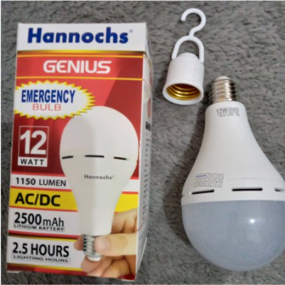 Hannochs Lampu LED Emergency Genius 12W Putih AC/DC 12 Watt Fitting