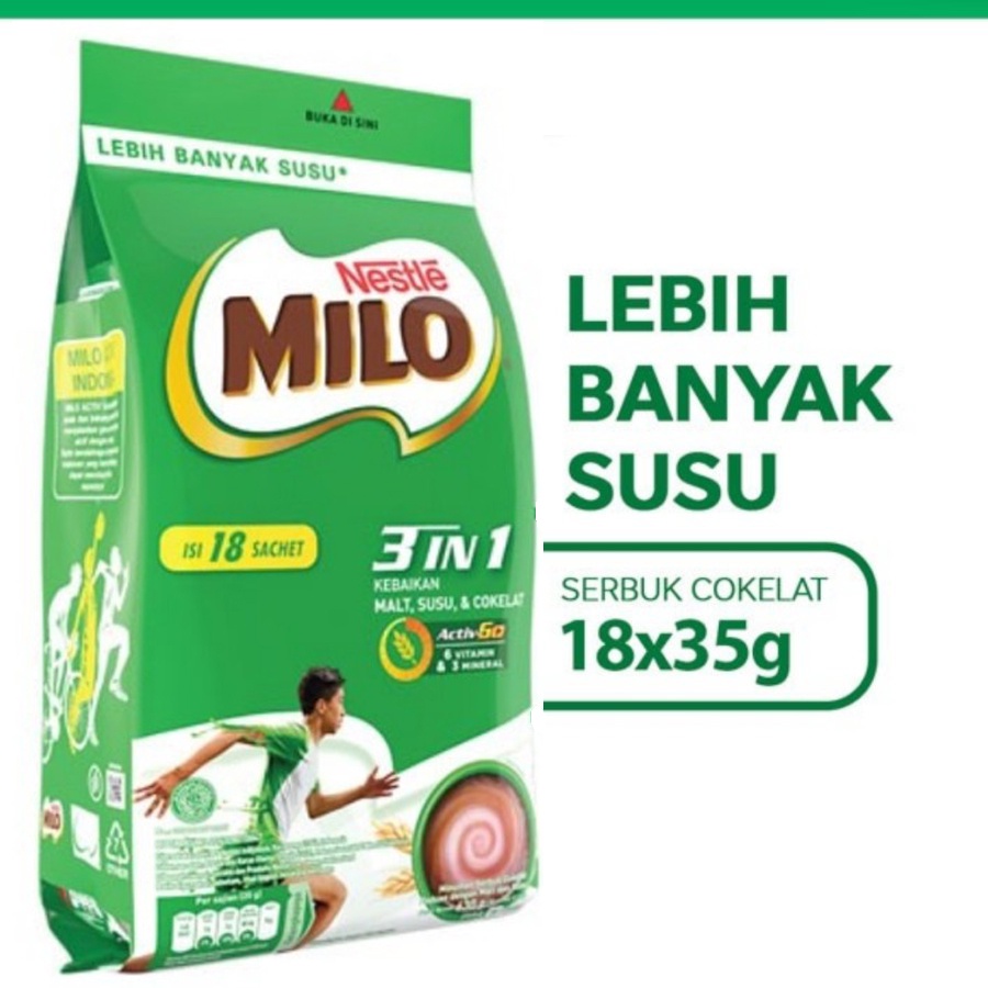 

MILO 3 in 1 3in1 sachet polybag 18X35 gram isi 18 35gram susu milk pouch