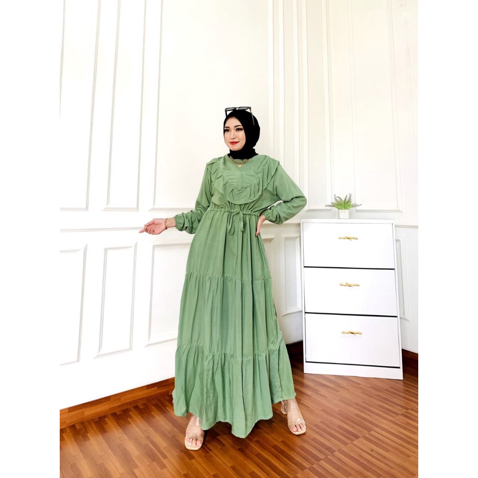 Gamis Terbaru Susun Natasya Susun Polos Rayon Premium Dress Wanita Susun Lengan Panjang Baju Wanita Busui Kekinian LD 110 cm