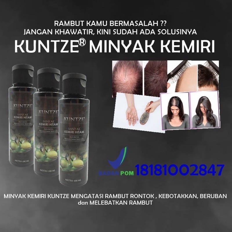 KUNTZE MINYAK KEMIRI murah 100ml / minyak kemiri original/ perawatan rambut rontok