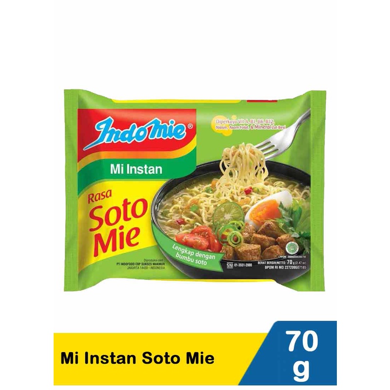 

Indomie Mie Instant Rasa Soto Mie 70gr Satuan