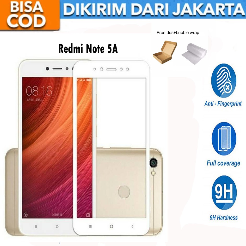 Tempered Glass Xiaomi Redmi Note 5A Full Cover / Full Screen Protector Anti Gores