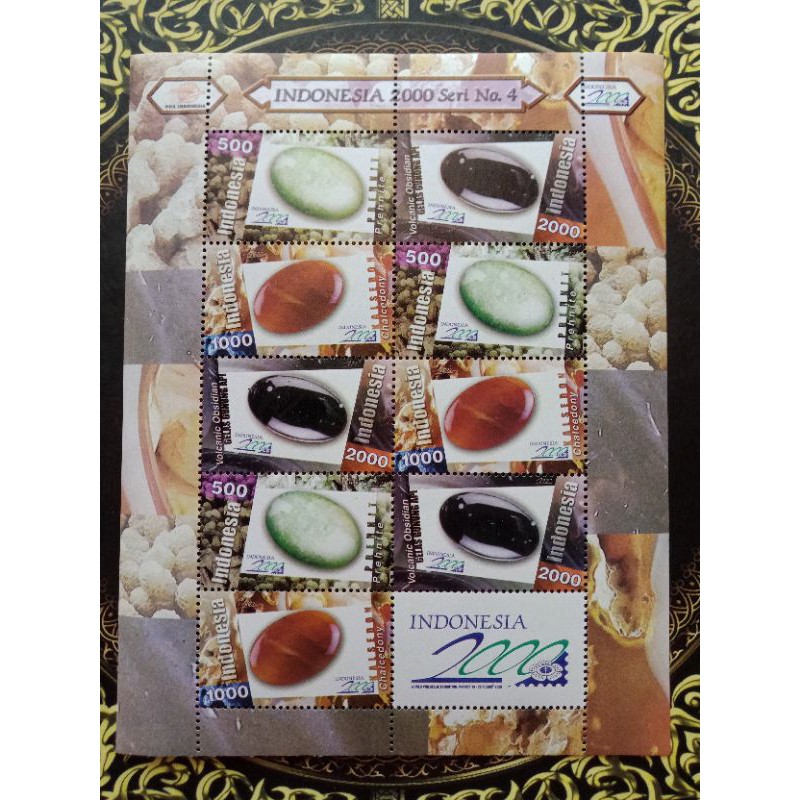 

souvenir sheet prangko Indonesia seri batu berharga 2000