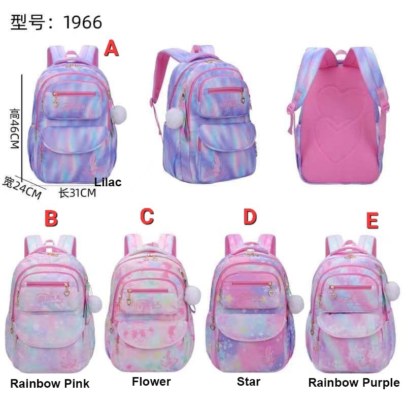 RANSEL / BACKPACK TAS Anak Sekolah SD / SMP / REMAJA 17&quot; UKURAN BESAR MODEL MASA KINI GANTUNGAN BULU IMPORT