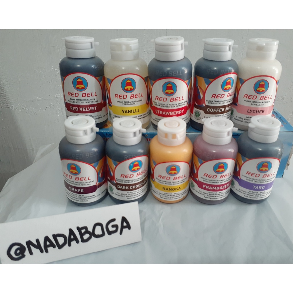 

Red bell bahan tambahan pangan perisa dan pewarna 55ml