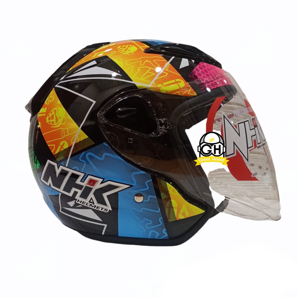 HELM NHK R6 HALF FACE GP EDITION KAREL #4 BRNO BLACK GOLD YELLOW R6