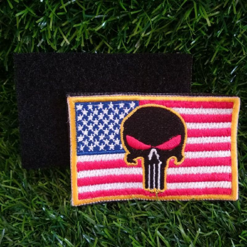 NEW PUNISHER TACTICAL PATCH RED WHITE BLUE USA FLAG PATCH LOT OF 3