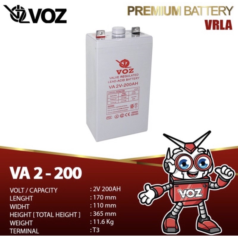 VOZ Battery VA 2-200 (2V 200AH) VRLA