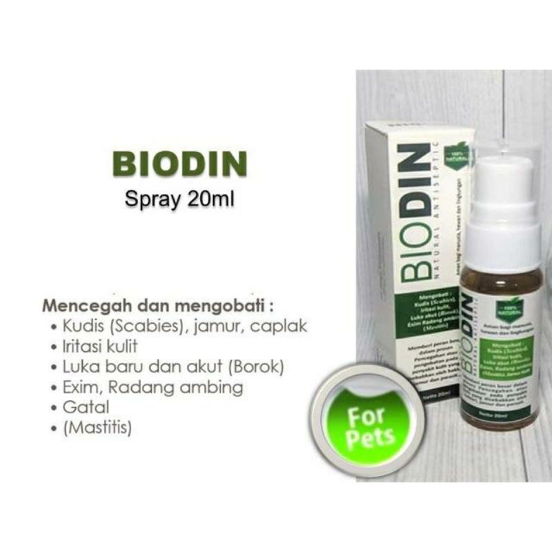 BIODIN SPRAY 20ml OBAT SCADIX, JAMUR KUDIS ANJING DAN KUCING