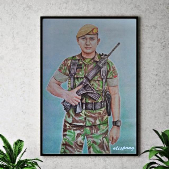 Lukisan Sketsa Wajah Tni Polisi Shopee Indonesia