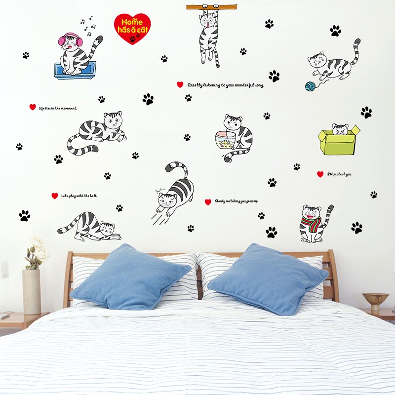 Reliza Wall Sticker Cat Home Kucing Hitam Stiker Dinding ldr9049