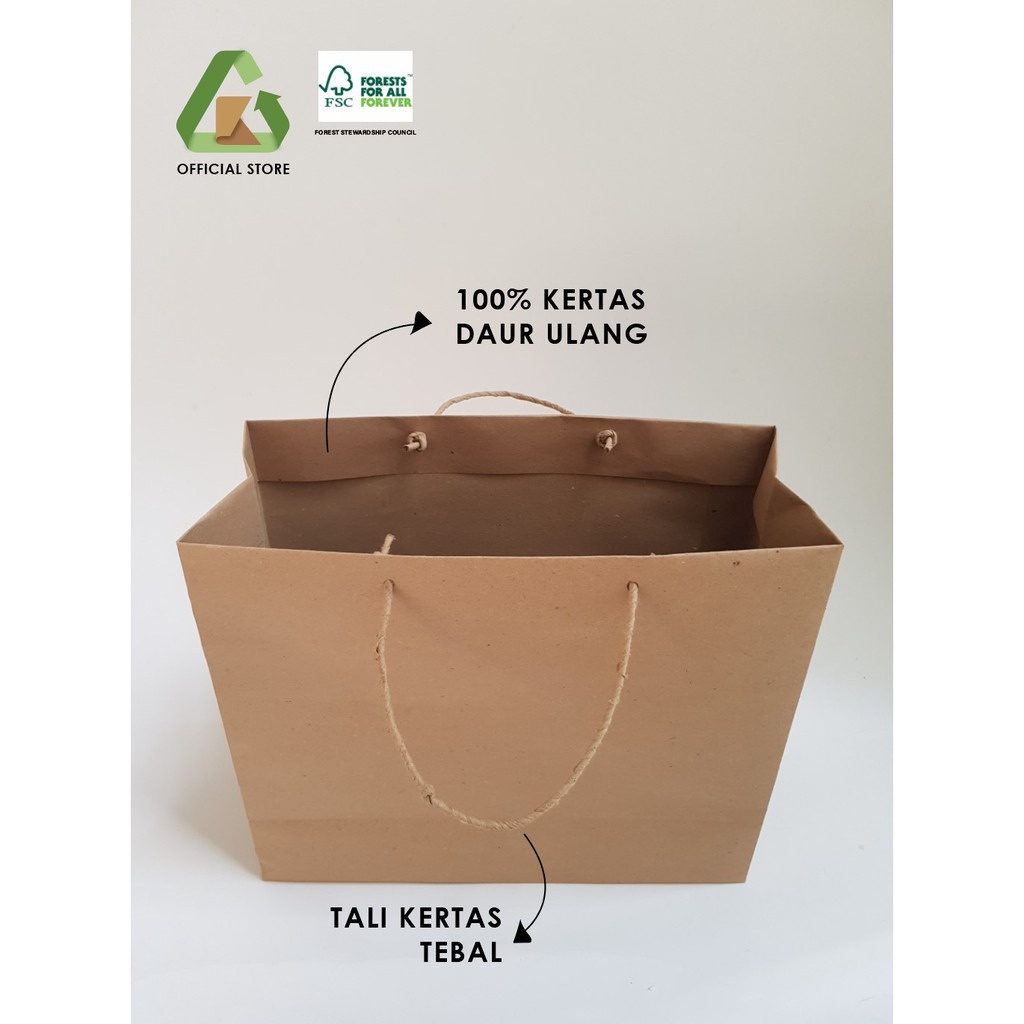 Kantong Kertas Coklat / Paper Bag Kraft - 28cm x 28cm x 14cm