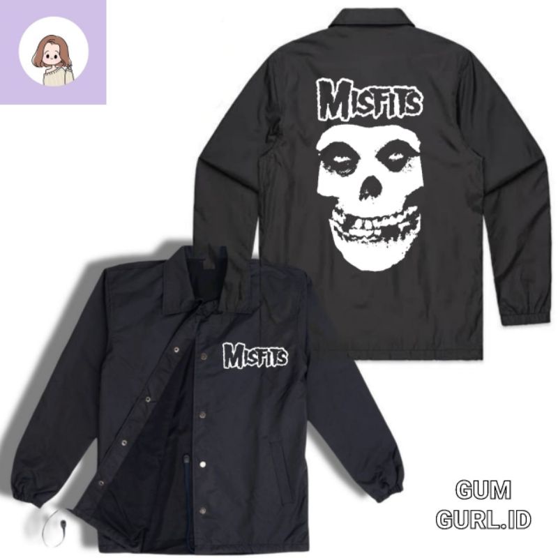 Coach jaket MISFITS jacket BAND MUSIK ROCK parasut waterproof taslan polos hitam windbreakers h&m wi