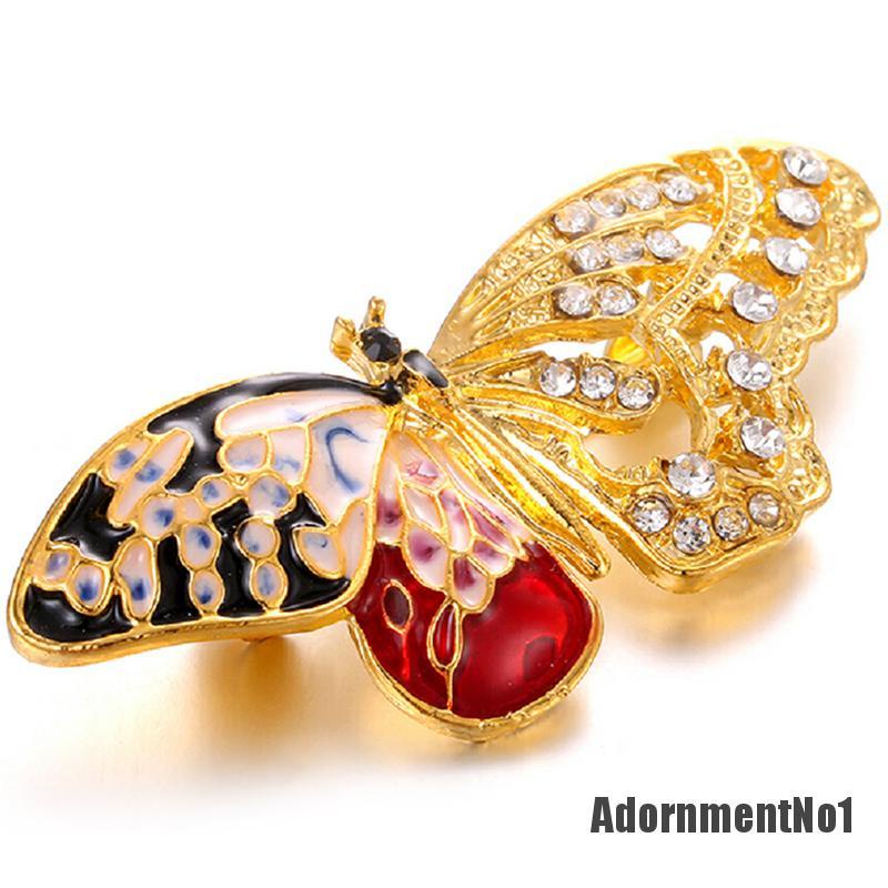 (Adornmentno1) Bros / Pin Butterfly Enamel Hias Kristal Berlian Imitasi Untuk Wanita