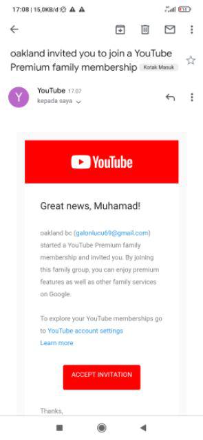 Youtube Premium 1 Bulan