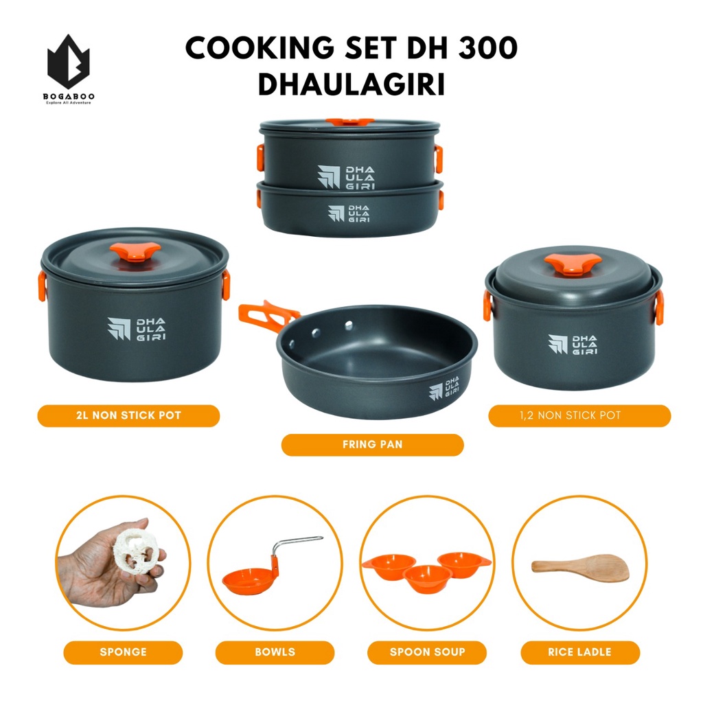 Cooking Set DHAULAGIRI 300 - Alat Masak Panci set Outdoor Gunung -  Panci Nesting - Coking Set Camping