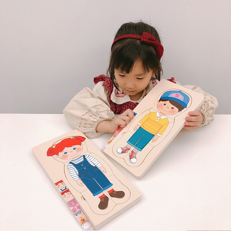 Mainan Edukasi Dini Anak Laki-Laki / Perempuan Model Puzzle Jigsaw Organ Tubuh Manusia Multi Layer Bahan Kayu