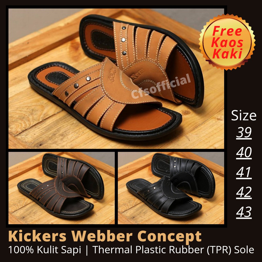 Jual Sandal Kulit Pria Kickers Webber Concept Slide Murah Kulit Sapi