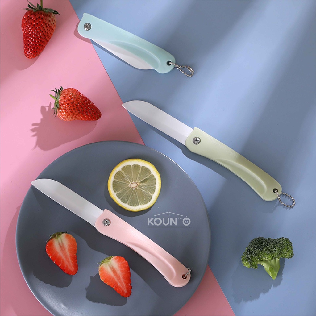 Pisau Dapur Lipat Pisau Travel Keramik Potong Memotong Buah Sayur Portable Folding Ceramic Knife