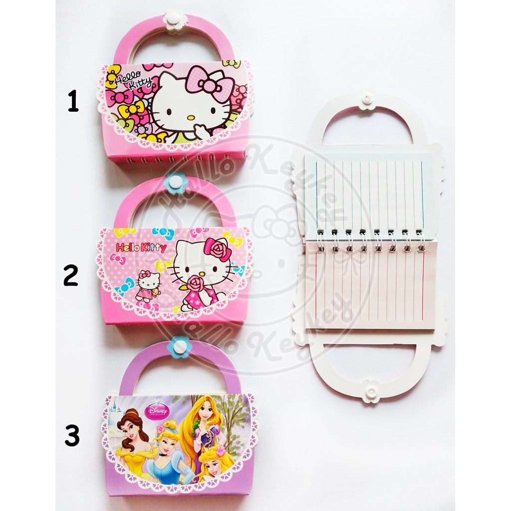 

notebook / buku memo kecil bentuk tas hello kitty / princess