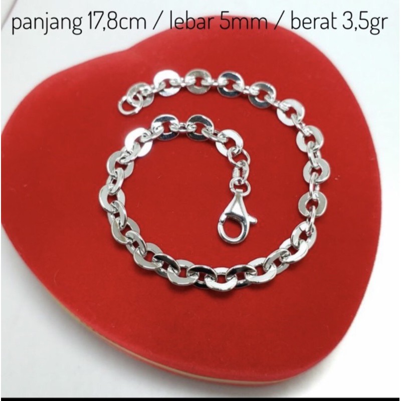 Gelang tangan rantai nori gelang tangan wanita perak 925 lapis emas putih