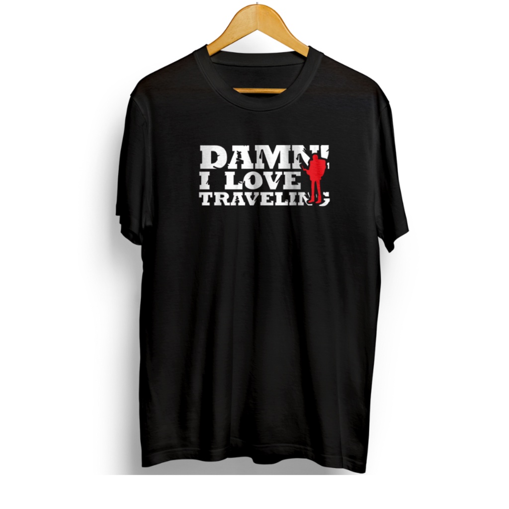 Kaos Pria Wanita Pendaki Gunung I Love Travelling Bahan Tebal Adem Original 100% Lokal Brand Combed 