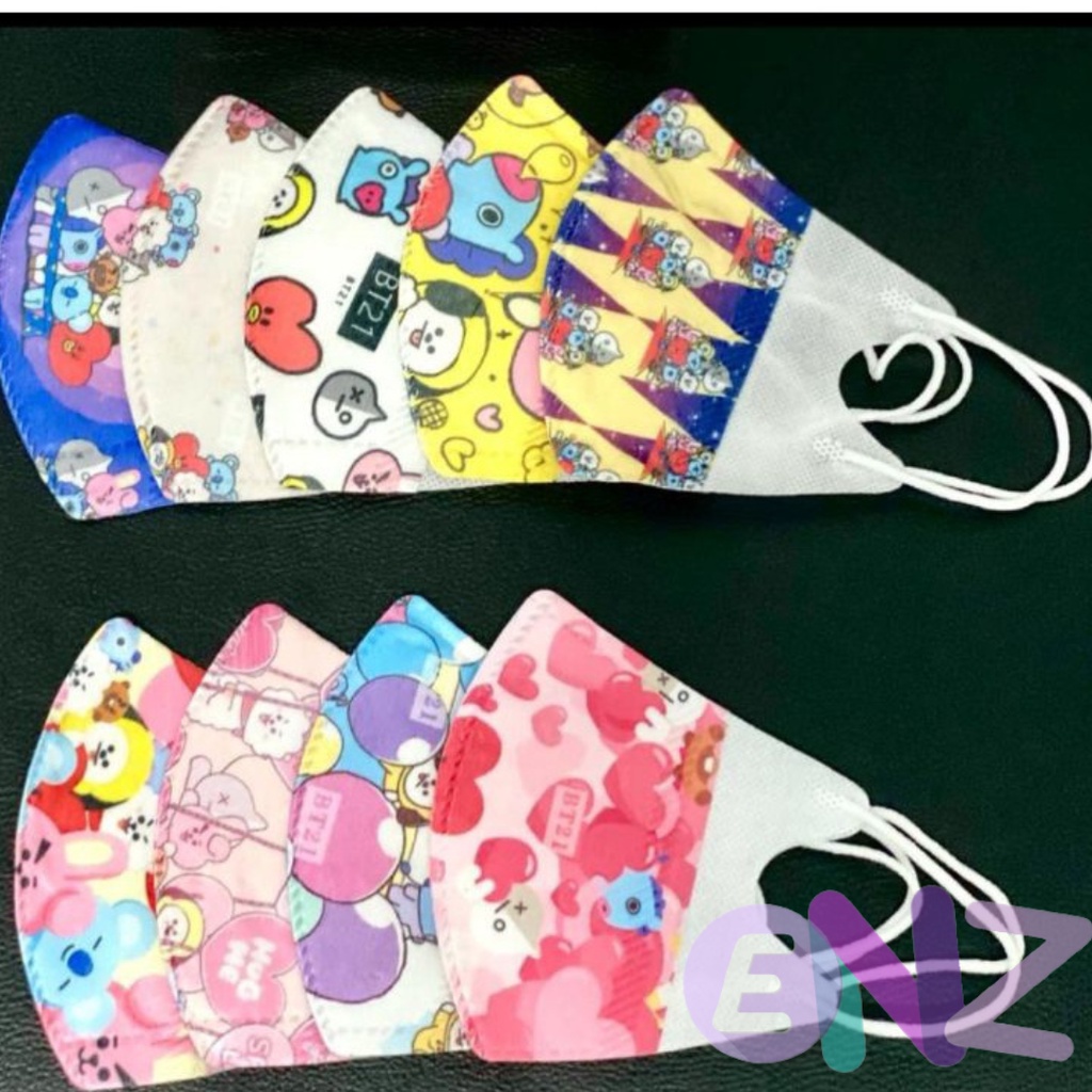 ENZ ® Masker Duckbill Anak BTS mix / Duckbil Anak Motif Karakter BT21 isi 50 1026