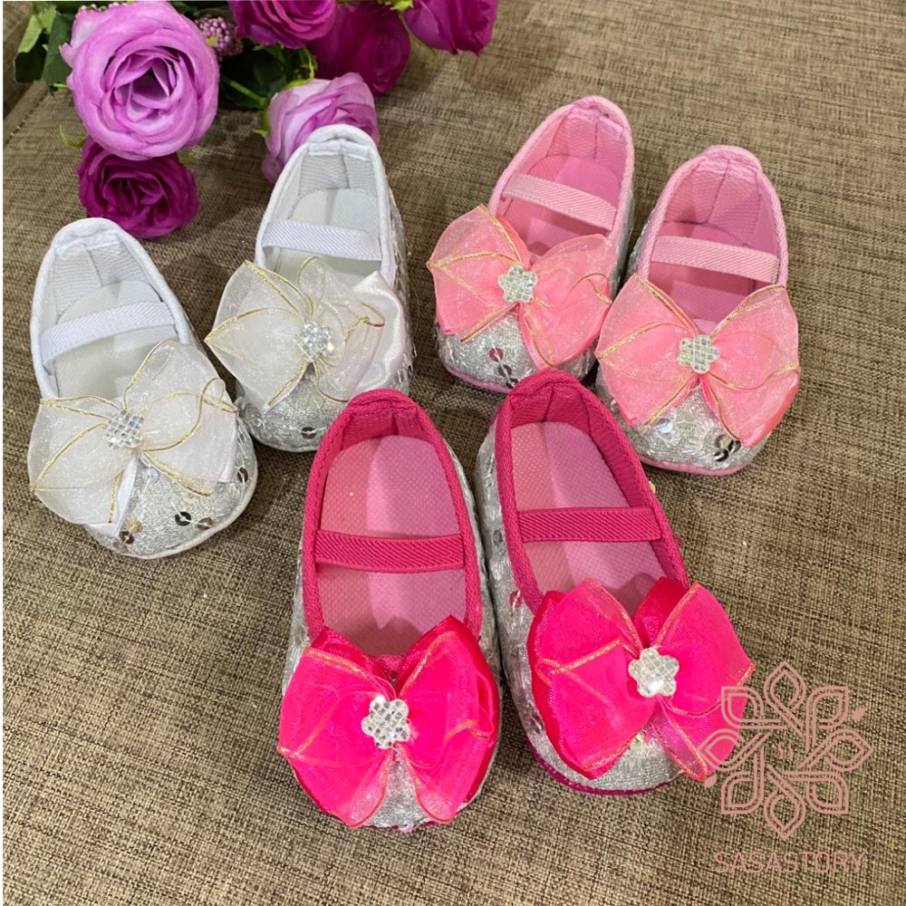 SEPATU PREWALKER BABY BAYI ANAK PEREMPUAN PITA BESAR 0-12 BULAN FP13