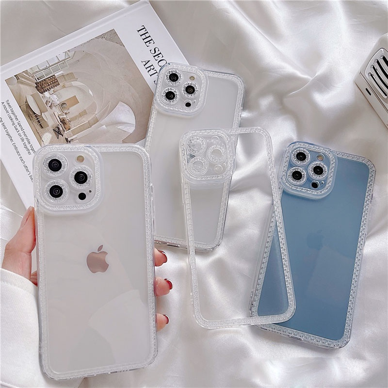 Casing Silikon Iphone 13 Pro Max 13 Pro Max 12 Pro Max 11 Pro Max 7 Plus 8 Plus Xr Aksen Berlian Imitasi