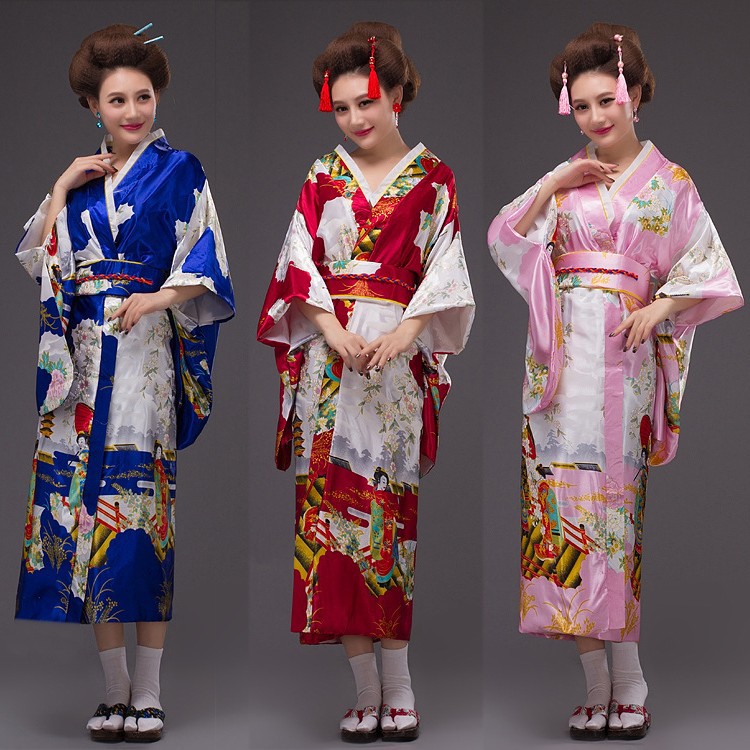 KIMO baju tradisional jepang kimono high quality satin cosplay yukata