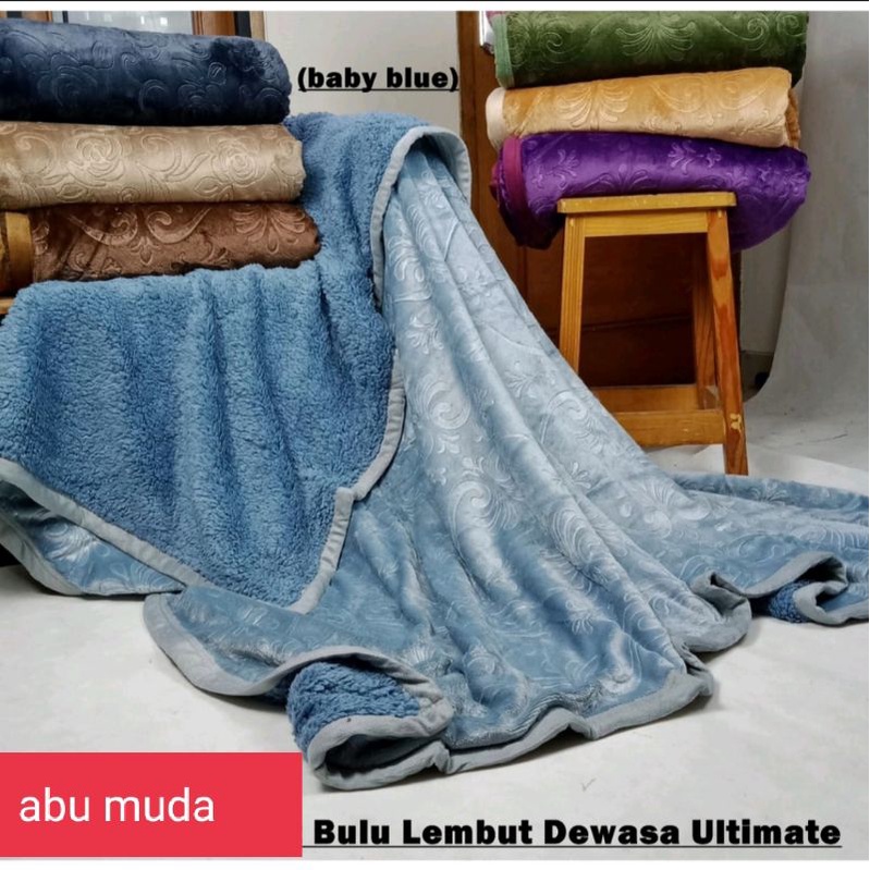 SELIMUT RENDA BAHAN DOUBLE, LAPISAN DALAM BAHAN KATUN JEPANG-Abu muda