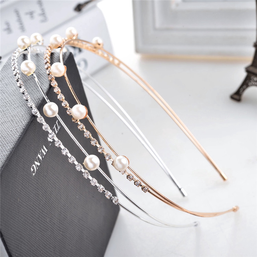 Korean Pearl Rhinestone Multilayer Hair Band Crystal Diamond Thin Headband Women Hair Accessories