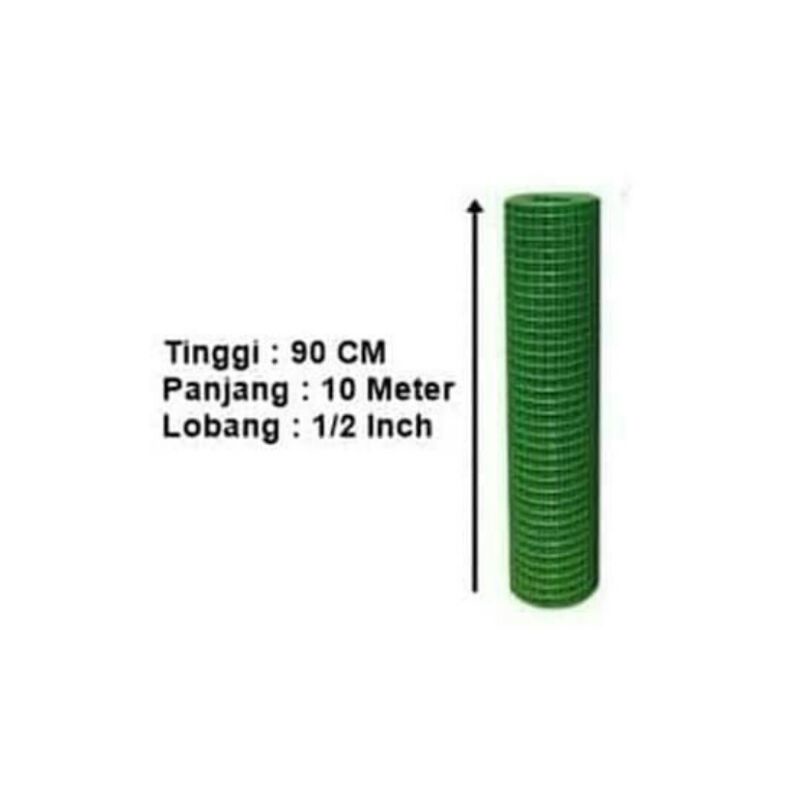 Kawat Loket Ram Hijau Ayakan Pasir Kandang PVC 1/2" per Meter