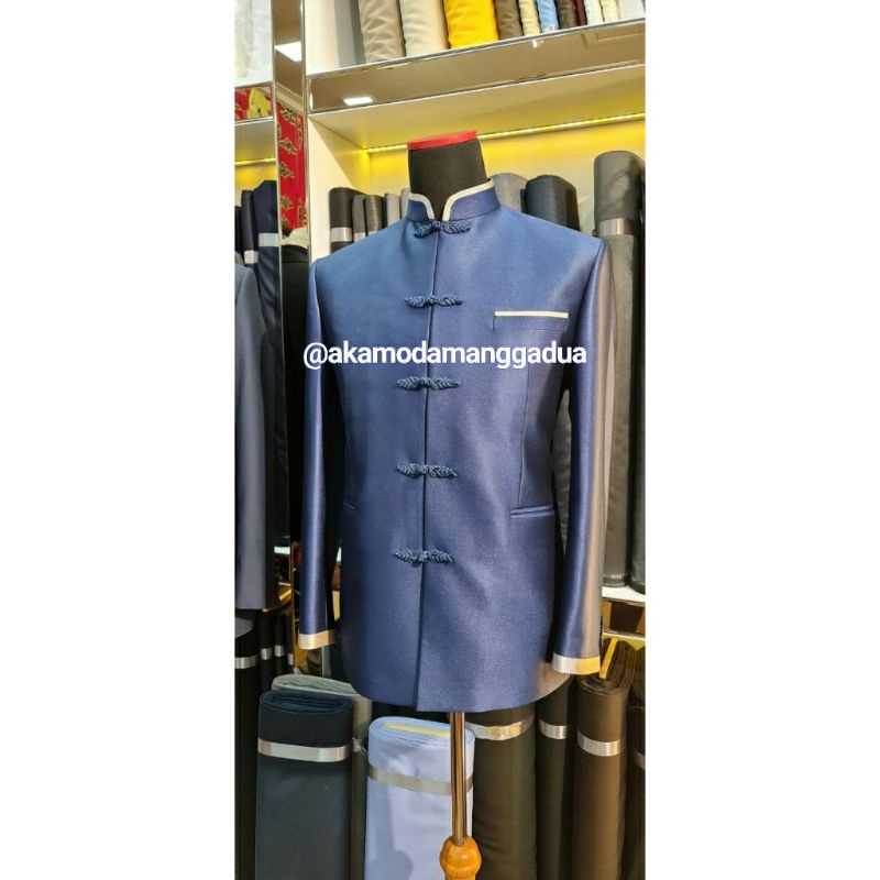 Chongsam pria / qipao pria / jas pria biru