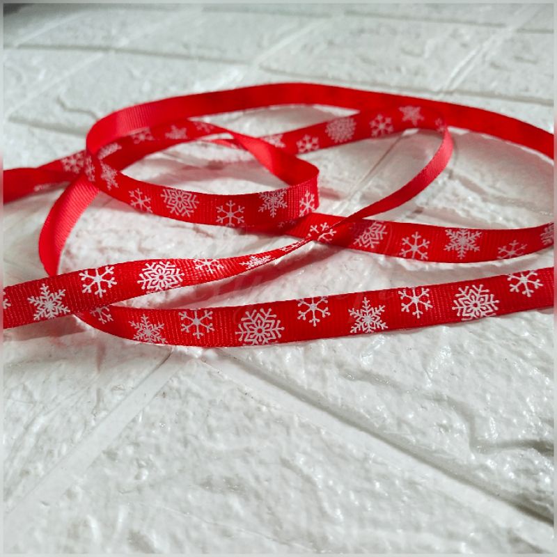 

1yard (90cm) Pita Grosgrain Snowflake 1cm/Pita natal/Merry Christmas/Pita kado/Pita Hampers