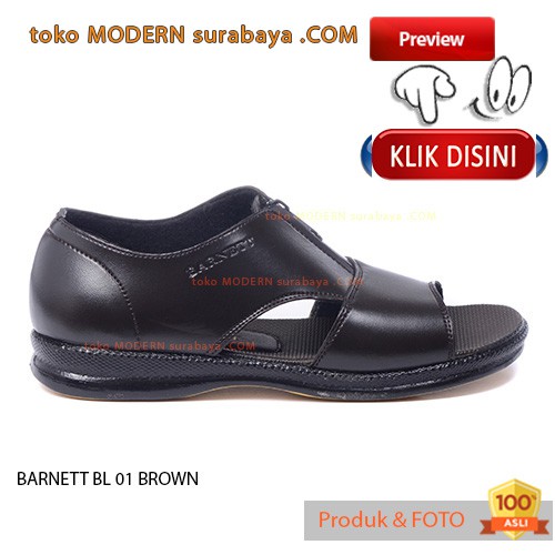 BARNETT BL 01 BROWN sepatu casual sopan pria flip flop