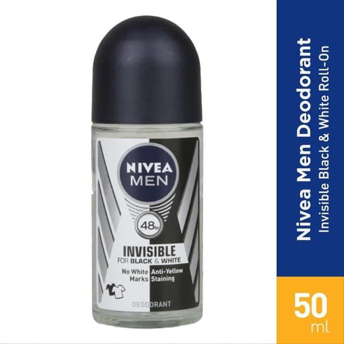 NIVEA Men Deodorant Invisible Black &amp; White Roll On Original - 50ml