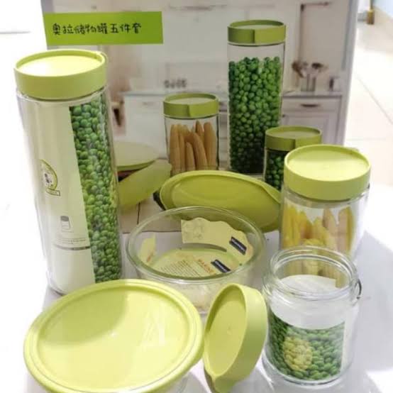 TOPLES MARINE KACA GLASSWARE - TOPLES KACA SET HIJAU ISI 5 MARINE BOWL